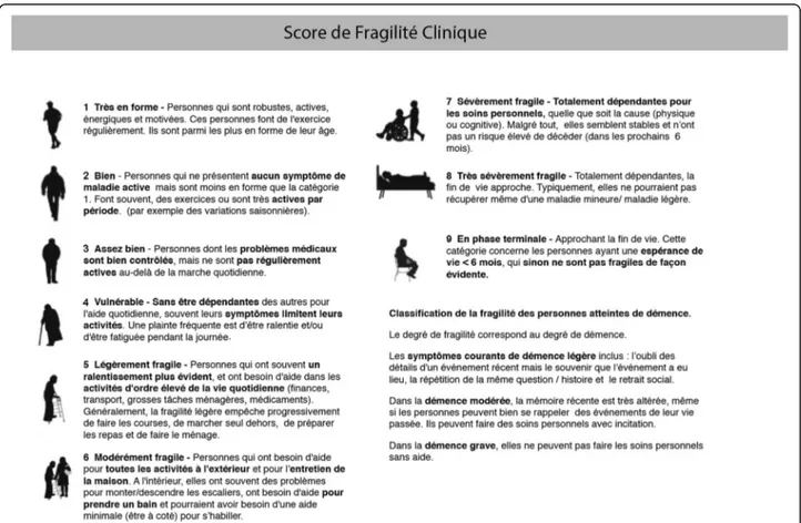 Fig. 2 Clinical Frailty Scale, French translated final version (CFS-FR). Permission to use the CSF was granted from Dalhousie University, Ca