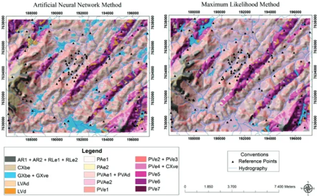 Figure 3. Maps obtained by the two classifiers.