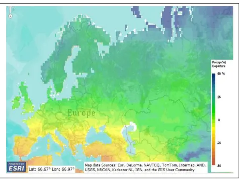 Fig. 6 - Alteração Precipitação na Europa em 2080  Fonte: EEA 