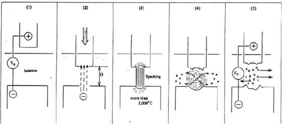 Figura 2: Normal sequência na formação da descarga elétrica no processo [1]. 