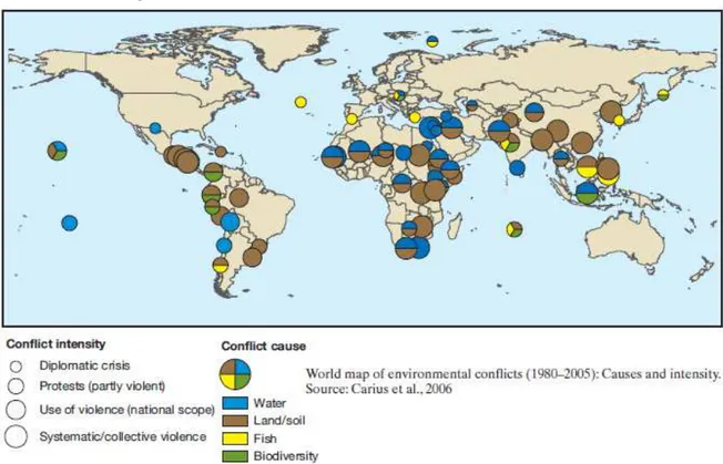 Figura 1 - Conflitos Ambientais no Mundo entre 1980 e 2005