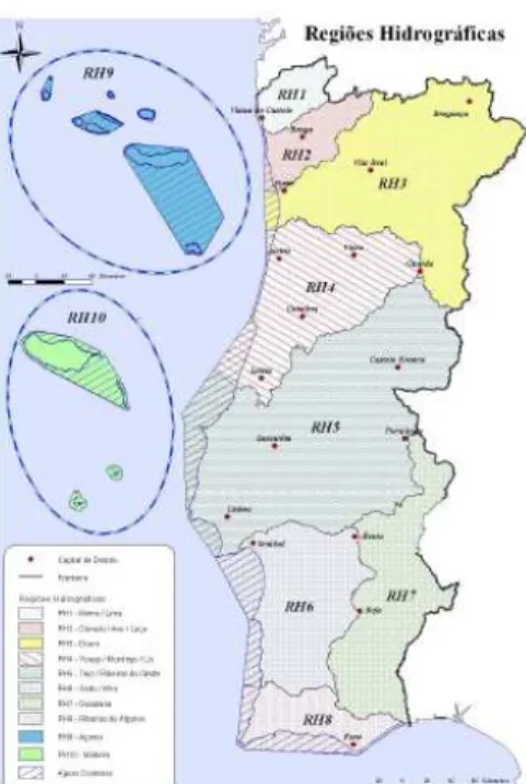 Figura 9 - Regiões Hidrográficas em Portugal  RH 1 - Minho e Lima ( área: 2442,29 Km 2 )