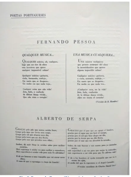 Fig. 3. Fernando Pessoa, “Una música cualquiera”  