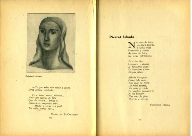 Fig. 2. Fernando Pessoa, “Pierrot bebado”, in Almanaque de las Artes y las Letras para 1928,   ordenado por Gabriel García Maroto
