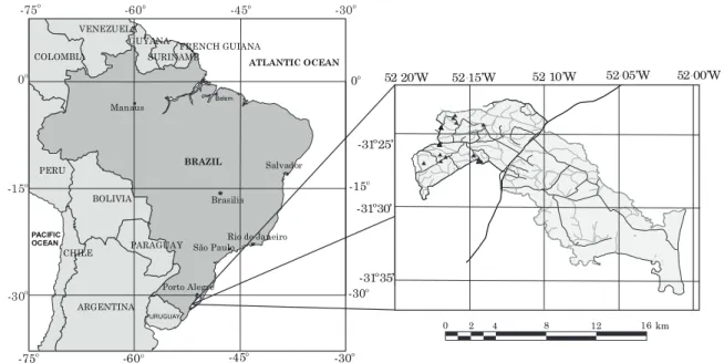 Figure 1. Location of the 14 strawberry fields under study in the county of Turuçu (RS)