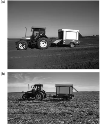 figure 2. evaluation after soil tillage (a) and after  sugarcane harvest after 15 months (b) with  the mobile soil sampling unit.