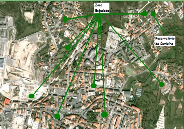 Figura 3.6 – Fafe – Localização de parte da zona estudada (adaptado do Google Earth,  2009) 