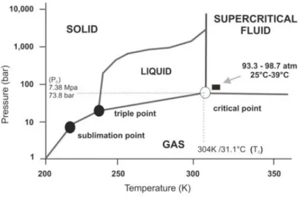 Figure 2 Schematic pressure–temperature phase diagram of CO 2  [8]. 
