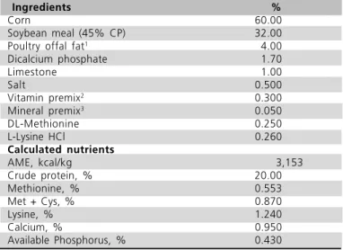 Table 1.  Composition of the experimental diet and calculated nutrients