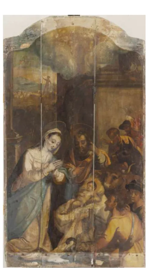 Fig. 65 – Adoração dos Pastores, Mestre desconhecido do círculo de Francisco Henriques, Museu de  Arte Sacra de Sesimbra, ca