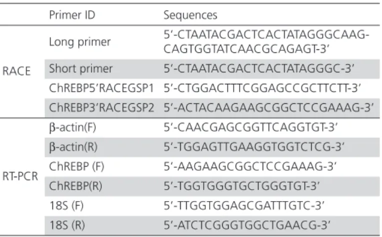 Table 1 – Gene-specific primers used for RACE and RT-PCR  analyses in this study