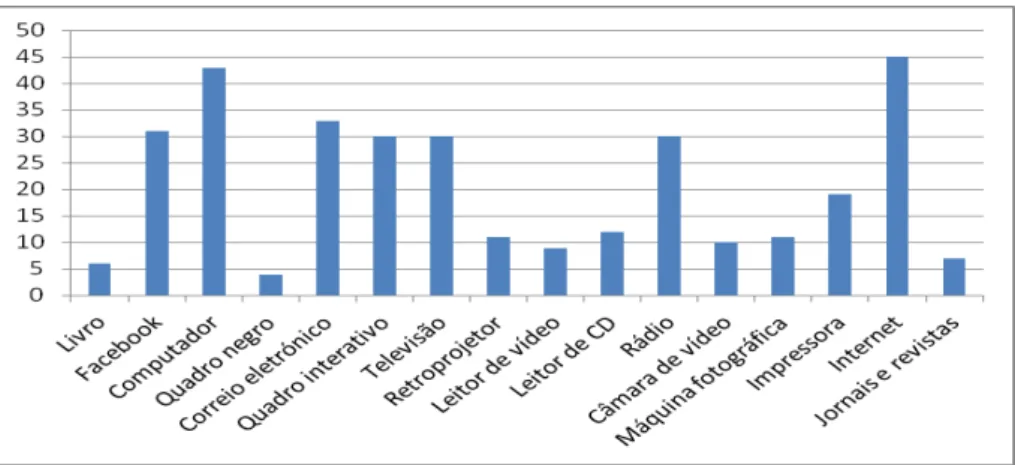 Gráfico 13 – Recursos pertencentes às TIC 
