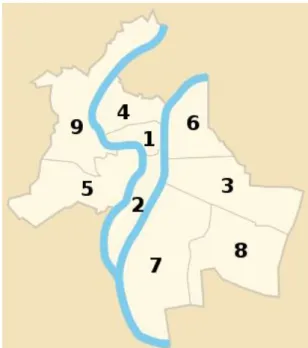 Figura 1: Mapa da divisão dos arrondissements de Lyon