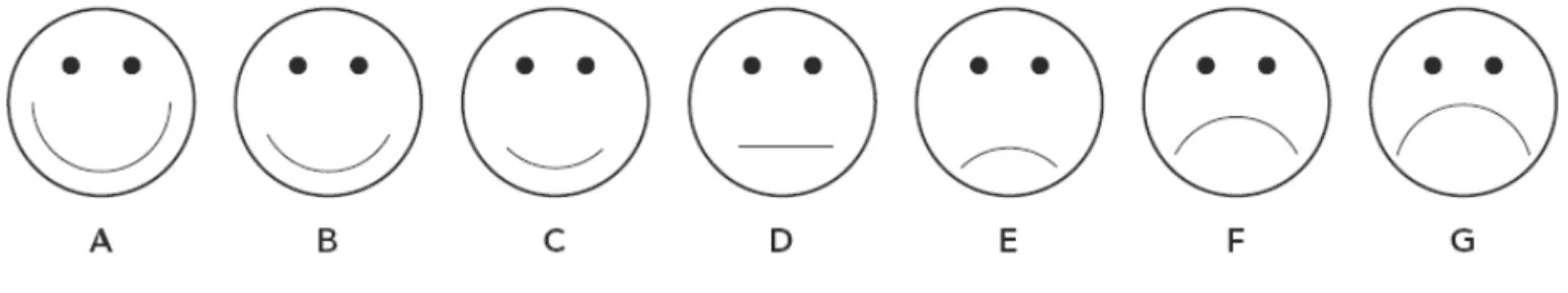 Figura 1. Instrumento utilizado para determinação de autopercepção de felicidade (McDowell &amp; Newell, 1996).