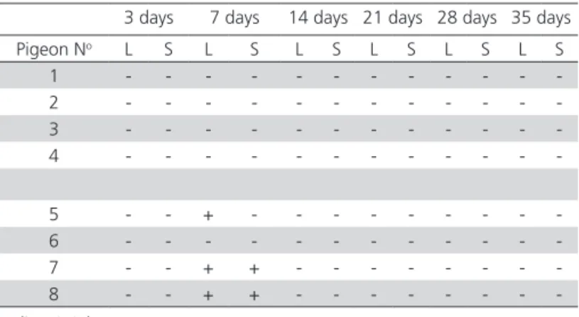 Table 1 – Viable number (log 10 ) of Salmonella  Enteritidis  per gram of samples after inoculation