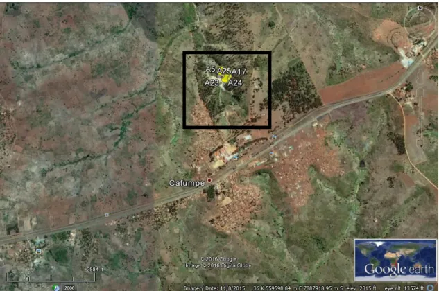 Figura 9: Fotografia aérea do depósito de argila de cafumpe (Fonte: Google earth). 