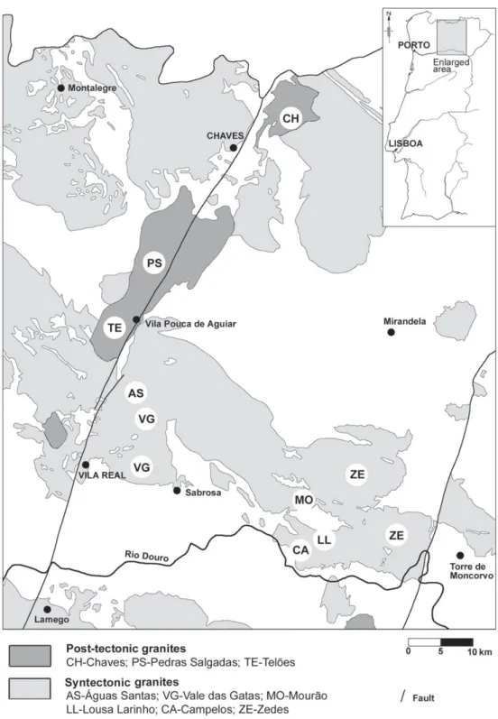Fig. 1. Locations of the studied granites (after Sousa et al., 2005).