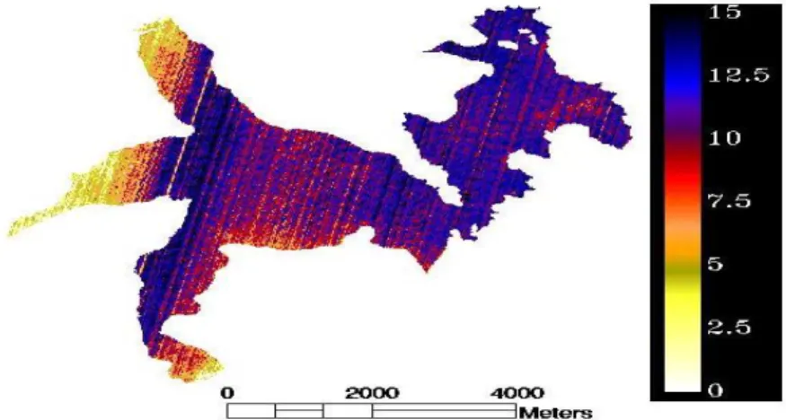 Figura  4.  Distribución  de  la  profundidad  máxima  de  zona  fótica  en Rio Tercero