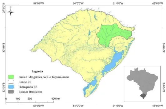 Figura 1. Localização geográfica da bacia hidrográfica do Rio Taquari-Antas. 