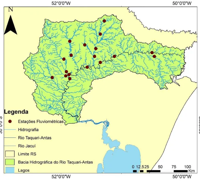 Figura 2. Distribuição espacial das estações fluviométricas utilizadas no estudo. 