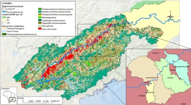 Figura 1. Uso e ocupação do solo no trecho paulista da Bacia do Rio Paraíba do Sul (com base  na classificação de imagens Landsat TM 5)