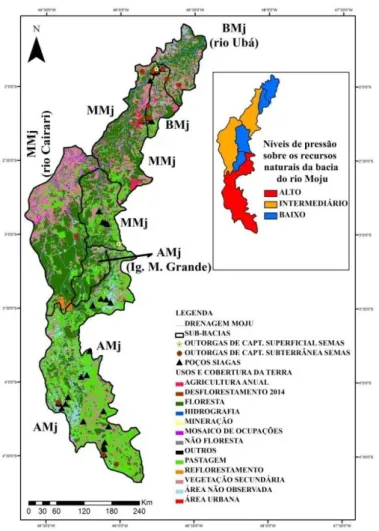 Figura 2. Zoneamento das áreas de maior pressão  sobre  os  recursos  naturais  da  bacia  do  rio  Moju,  Pará 