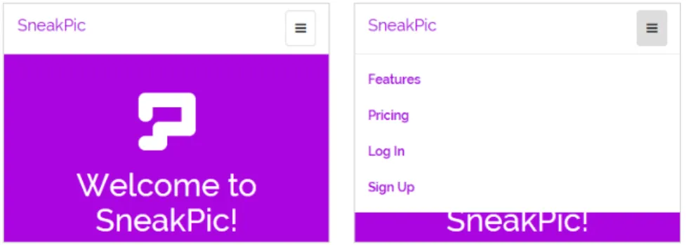 Figura 20  –  Dropdown menu do SneakPic.