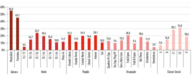 Gráfico 2 - Caracterização sociográfica das audiências de rádio (%), em 2010 