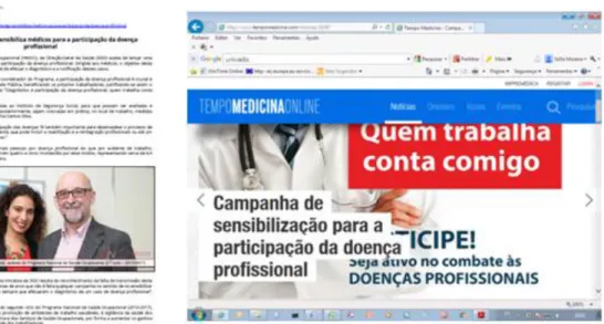 Figura 2 – Notícias da campanha “Diagnóstico e Participação da Doença Profissional” 