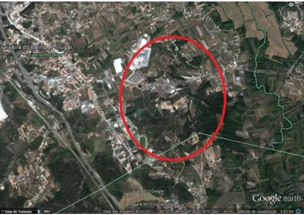 Figura 2.2: Localização da área em estudo (extraído do Google Earth). 