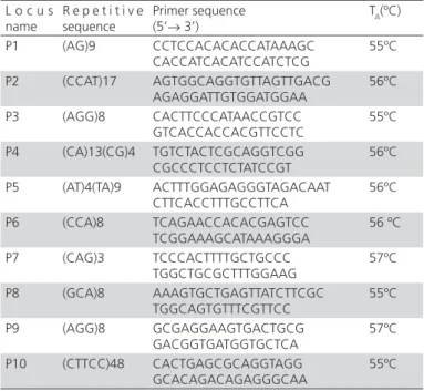 Table 1 – Relational information for microsatellite locus