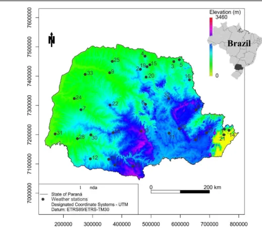 Table 1. Localization and altitude of the weather stations studied the state of Parana, Brazil