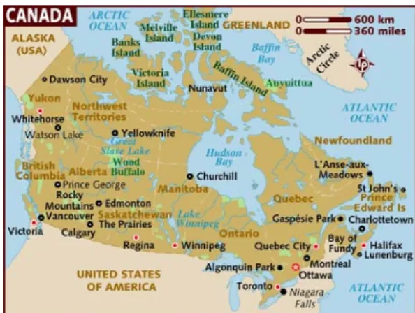 Figura 2 – Mapa do Canadá (Fonte: Lonelyplanet, 2009a) 