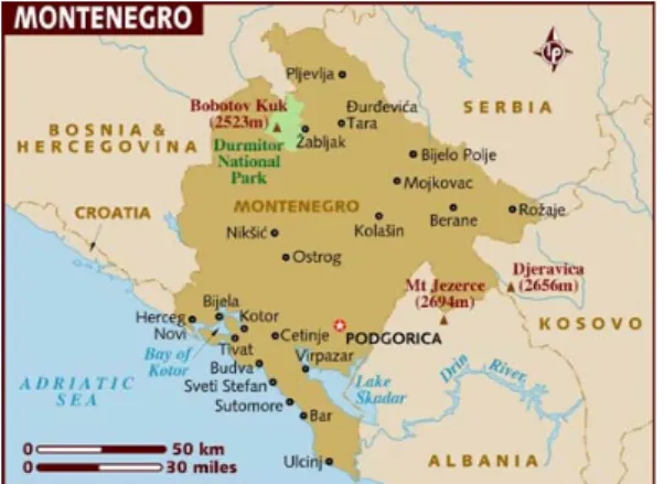 Figura 3 – Mapa de Montenegro (Fonte: Lonelyplanet, 2009b) 