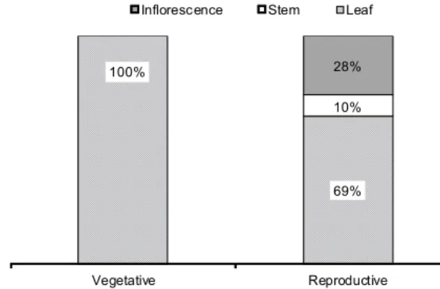 Table 1 - Production of dry matter (DM) and nitrogen concentration (N) of the tough lovegrass in response to the
