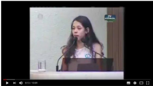 Figura 5. Ana Júlia Ribeiro discursa na Assembleia Legislativa do Paraná. Fonte: Youtube/TV Assembleia,  reprodução, 2016