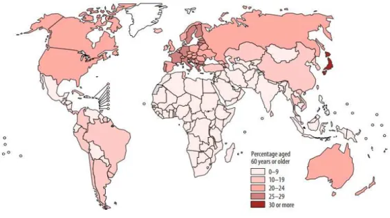 Figure  1:  Proportion  of  population  aged  60  years  or  older,  by  country,  in  2015