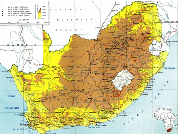 MAPA DA ÁFRICA DO SUL (1973)