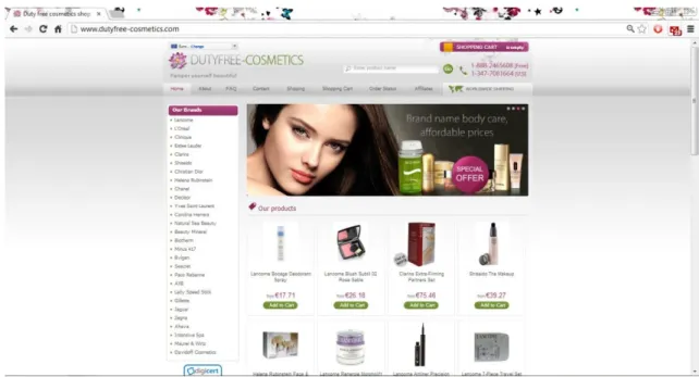 Figura 2. Página inicial da empresa dutyfree-cosmetics 