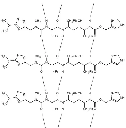 Figura 1. 1: Forma I (taxa de dissolução mais elevada) do princípio ativo Ritonavir. Essa  figura não representa a comformação tridimensional da molécula 