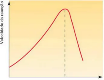 Figura 5 – Influência da temperatura na velocidade de uma reação catalisada por enzimas