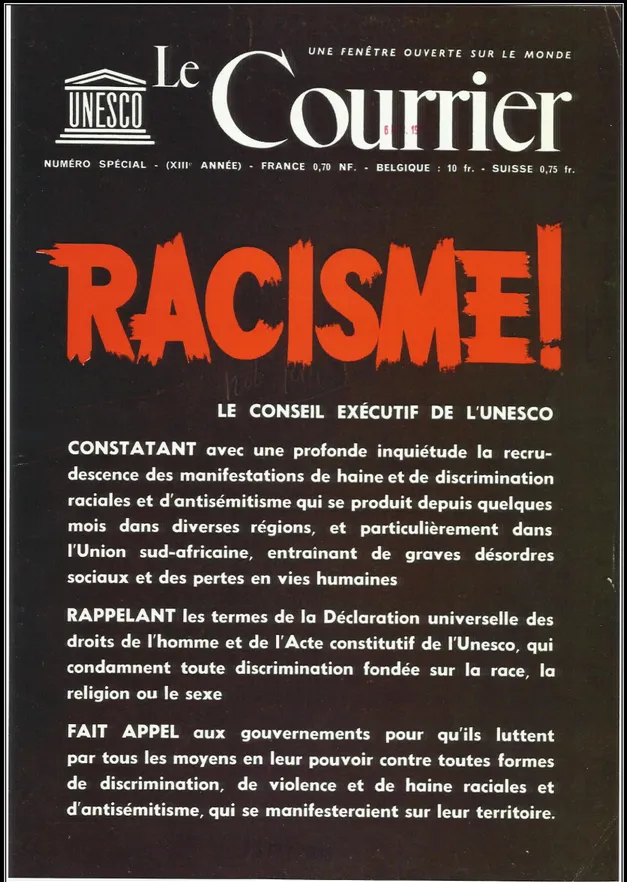 Figura 1- Capa da revista O Correio da UNESCO, de outubro de 1960, consagrado ao racismo