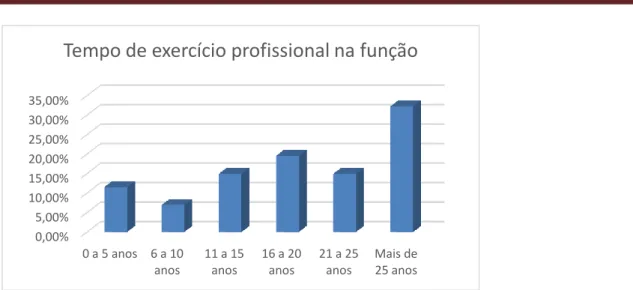 Gráfico 4 - Distribuição dos inquiridos por Tempo de exercício profissional na função 