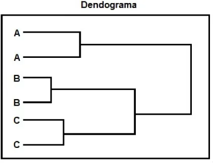 Figura  1.13.  Dendograma  hipotético  apresentado  pela  análise  de  agrupamentos  hierárquicos