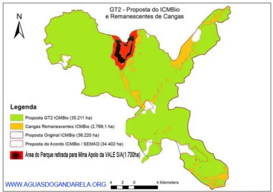 Fig 3. Segunda proposta com a redução do parque em benefício da empresa mineradora.