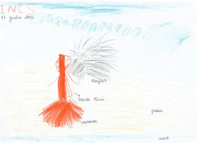 Figura 2 - Ilustração da Inês acerca da história A bruxa Mimi vai à praia