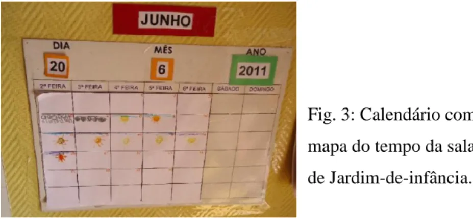 Fig. 3: Calendário com  mapa do tempo da sala  de Jardim-de-infância. 