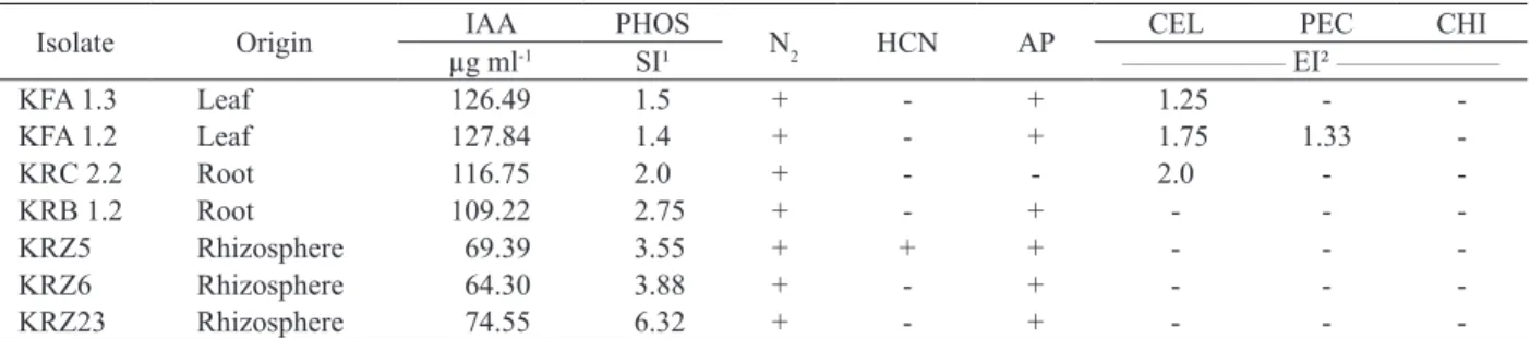 Table 5. Identification of the 7 bacterial isolates from sugarcane  by comparing the partial sequence of the 16S rRNA  coding region to sequences available in the GenBank  database.