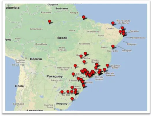 Figura 6  - Distribuição geográfica dos Programas de Pós-Graduação das Engenharias III – 2013  Fonte: CAPES (2013) 