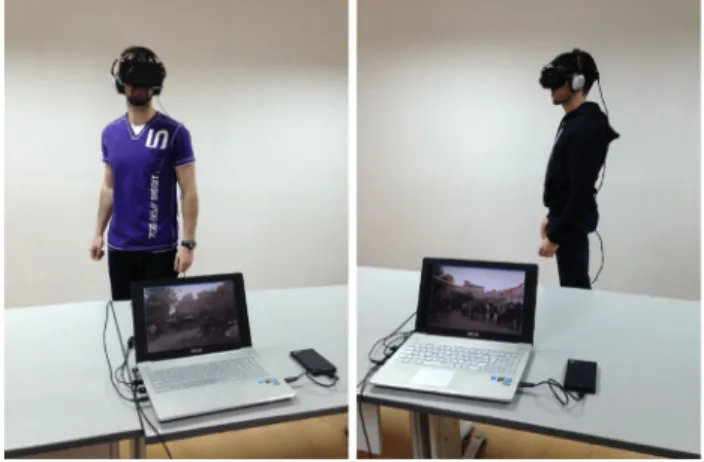 Fig. 2    Participants performing the experiments (illustrative photos)